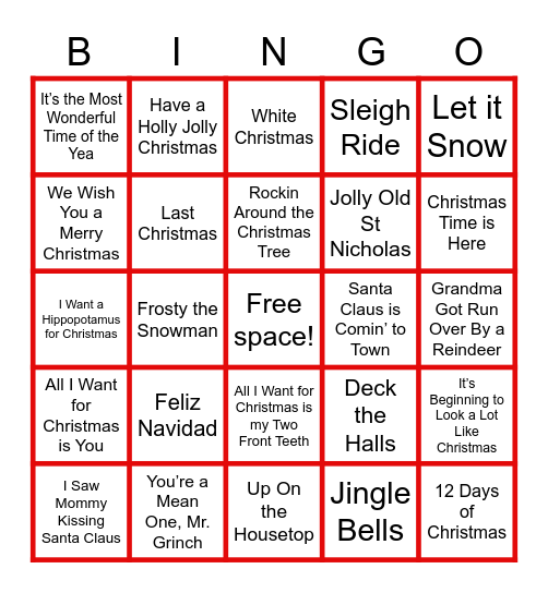 🎶🎄 Holiday Song Bingo 🎄🎶 Bingo Card