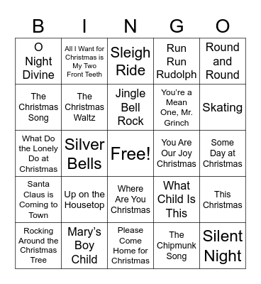 UPCAG Christmas Singo Bingo Card