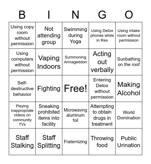 Jon F. Bingo Card