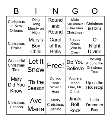 UPCAG Christmas Singo Bingo Card