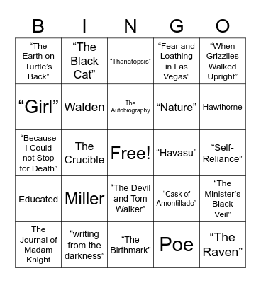 English III Bingo Card