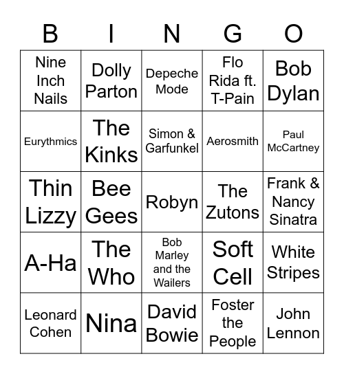 Covers Bingo Card