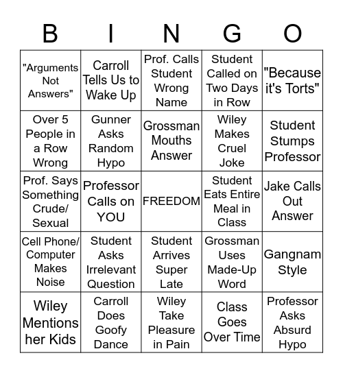 Section 3 Bingo Card