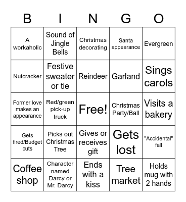 Hallmark movie bingo Card
