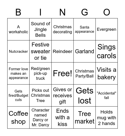 Hallmark movie bingo Card