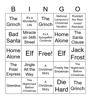 🎄Christmas Movie Bingo🎄 Bingo Card