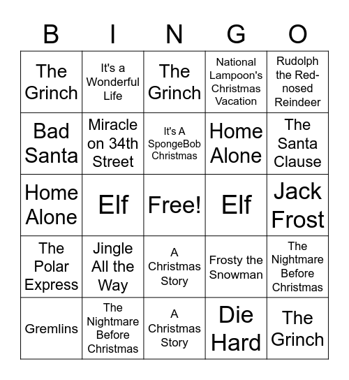 🎄Christmas Movie Bingo🎄 Bingo Card