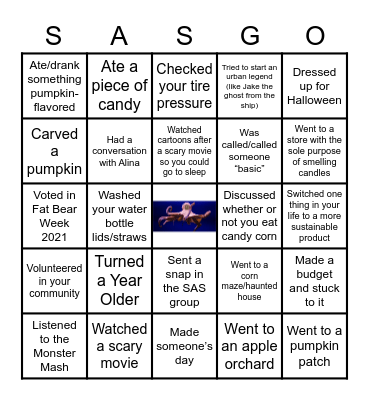 October Bingo Card