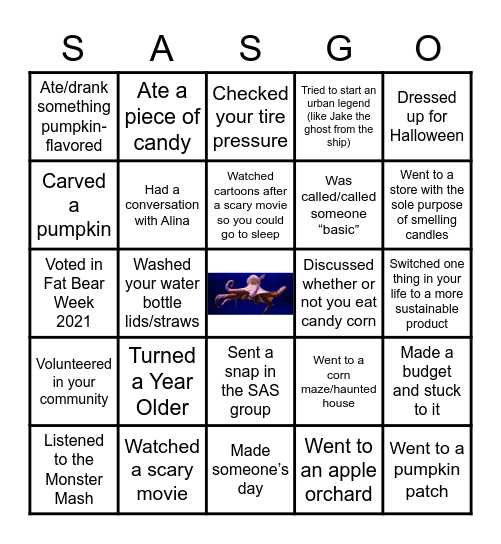 October Bingo Card