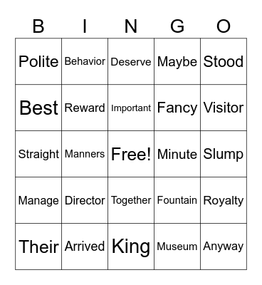 Danny and the Dinosaur Bingo Card