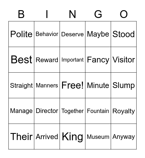Danny and the Dinosaur Bingo Card