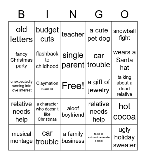 Starkey BINGO 2020 - Holiday Movies Bingo Card