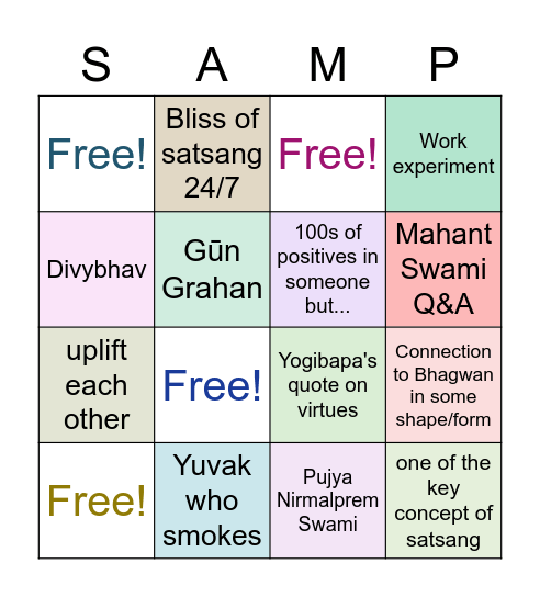 Sabha 12.6.20 Bingo Card