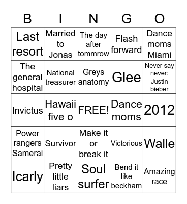 Tv and movie titles Bingo Card