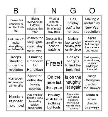 AMCAW 2020 Holiday Bingo Card