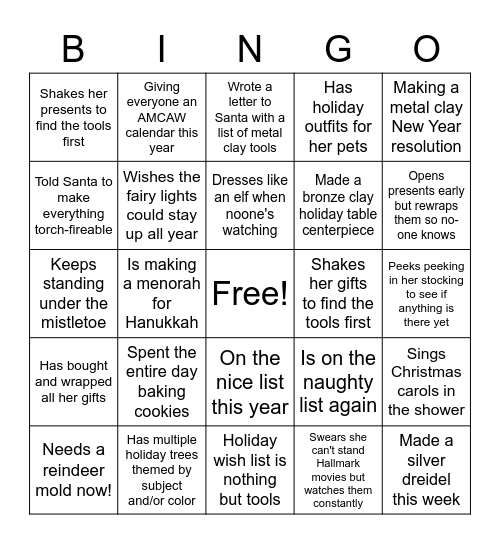 AMCAW 2020 Holiday Bingo Card