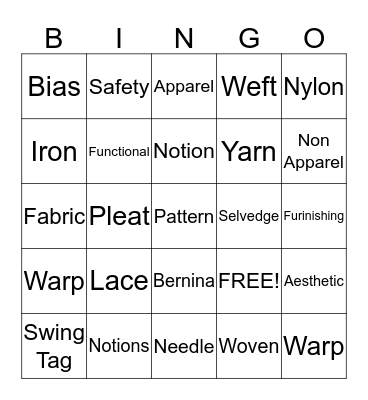 Textiles  Bingo Card