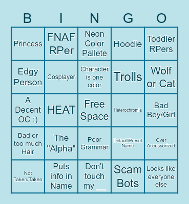 Gacha Online Server Bingo Card