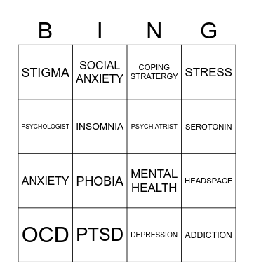 Mental Health Bingo! Bingo Card