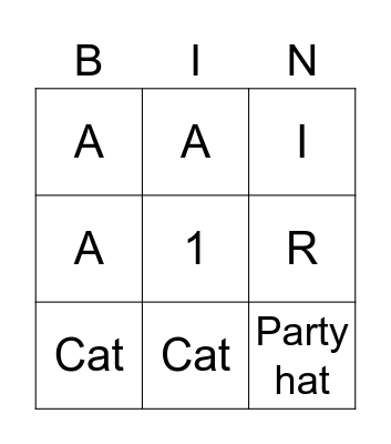 Aria birthday bingo Card