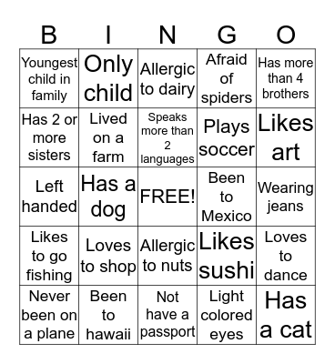 Did you know Bingo Card
