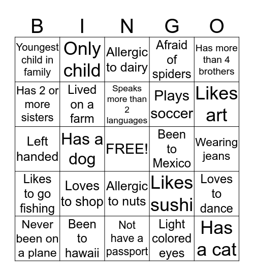 Did you know Bingo Card