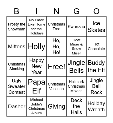 Holiday Bingo Card