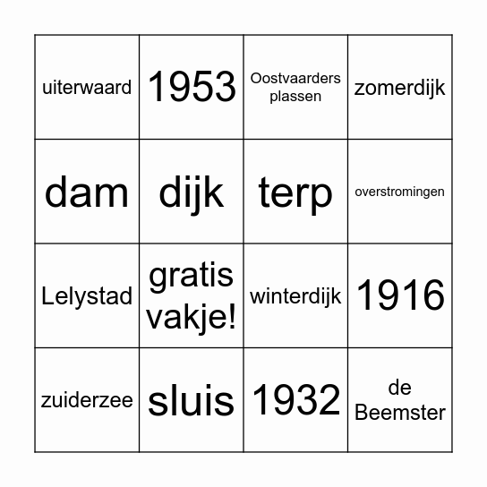 de enige echte waterbingo Card