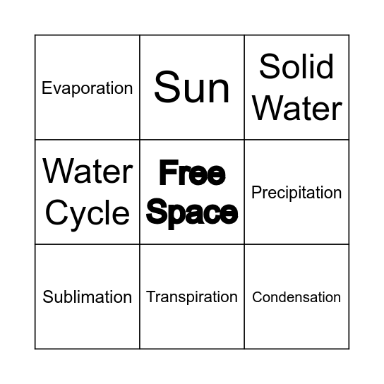 Water Cycle Bingo! Bingo Card