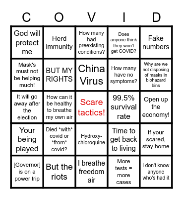Covidiot BINGO Card