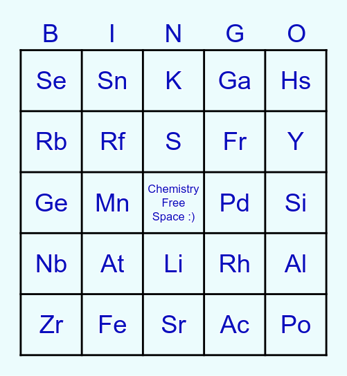 Periodic Table Bingo Card