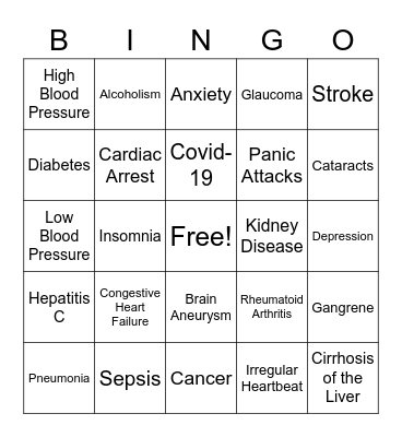 Porter Disease Bingo Card