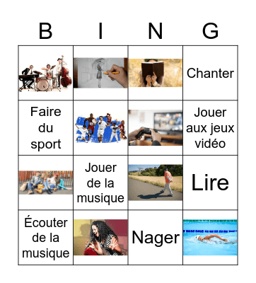 Les activités Bingo Card