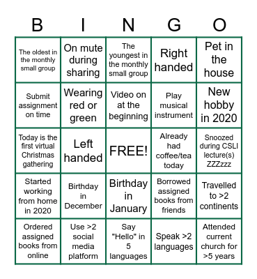 CSLI Fellows Bingo Card