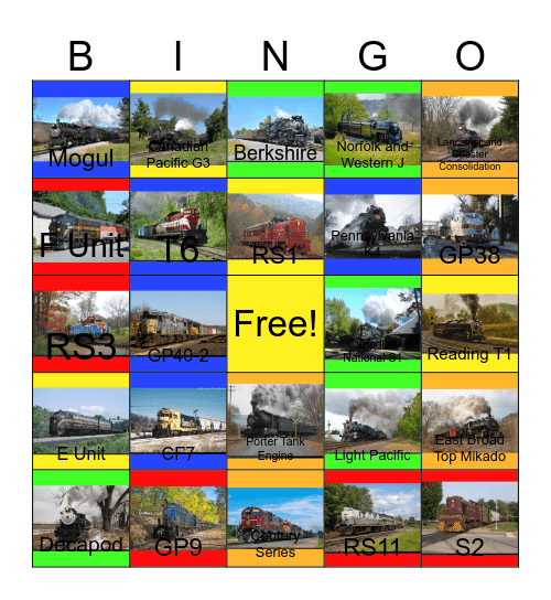 Railway Lines of Pennsylvania Bingo Card