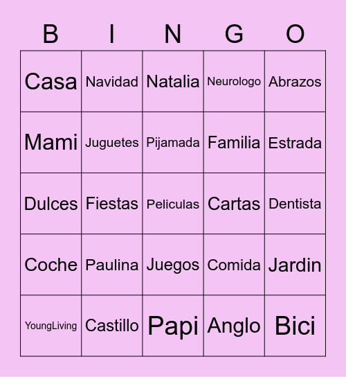 Family Bingo Card