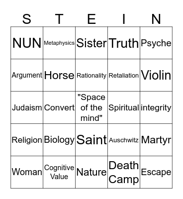 Edith Stein Bingo Card