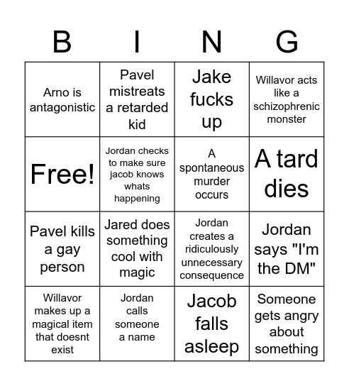 dnd bingo Card