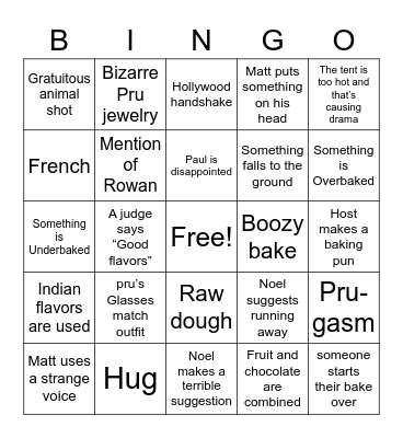 GBBO Bingo! Bingo Card