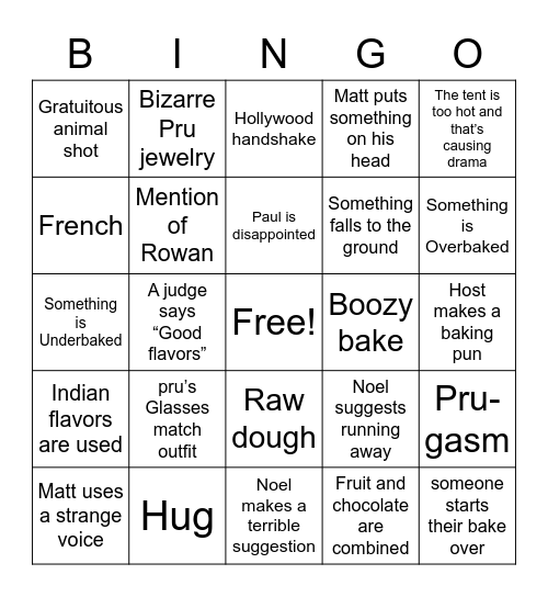 GBBO Bingo! Bingo Card