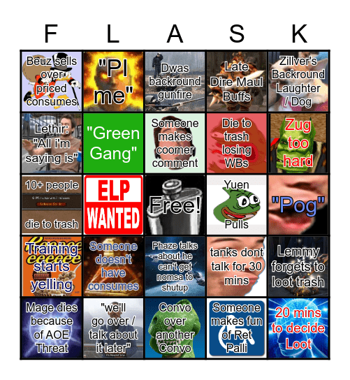 Diamond Flask Bingo Card