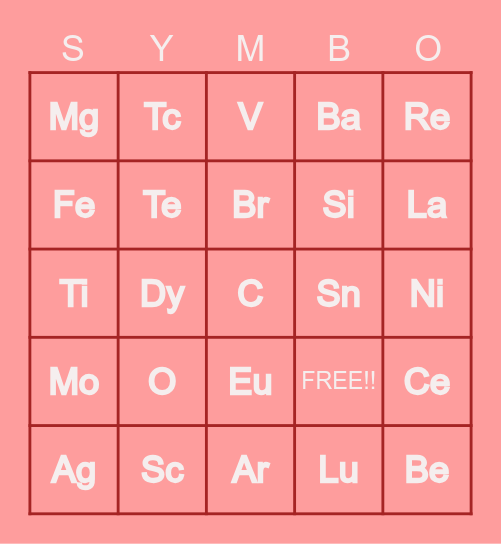 SCIENCE Bingo Card