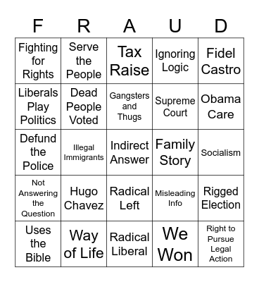 Conservative Bingo Card