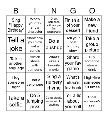 Birthday Bingo Card