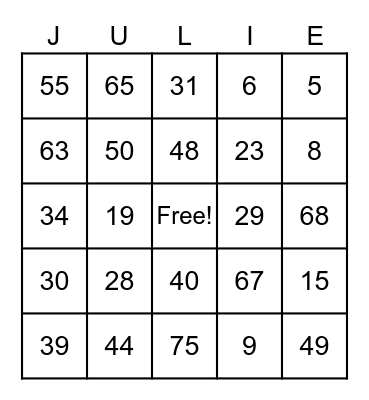 Happy Birthday Bingo Card