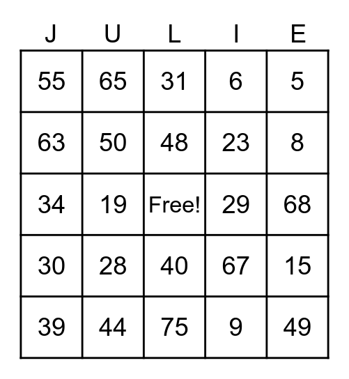 Happy Birthday Bingo Card