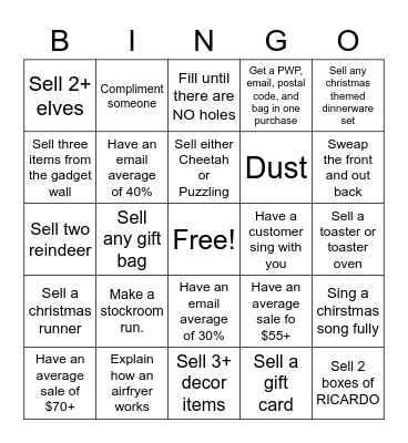 Stokes Holiday Bingo Card