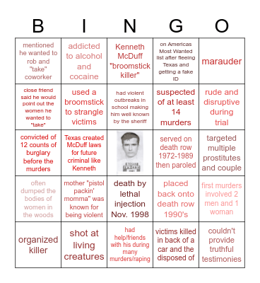 The Broomstick Killer Bingo Card