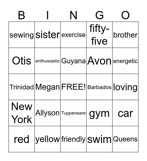 Megan Allyson's Birthday Bingo Card