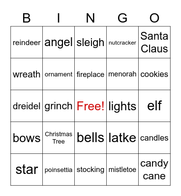 Holiday Bingo Card